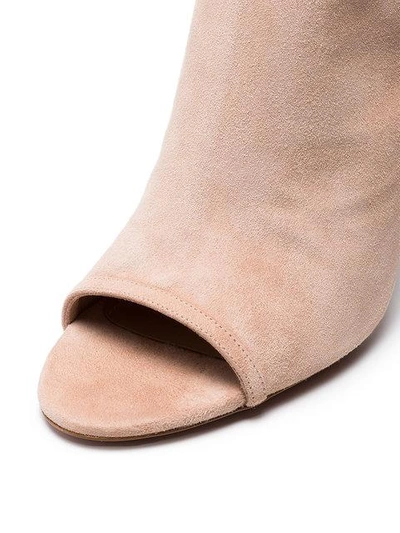 Shop Aquazzura Pink Gaya 105 Suede Sandals In Neutrals