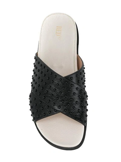 Shop Red Valentino Cross Front Slides In Black