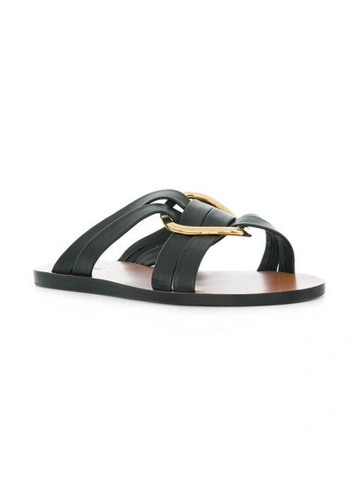 Shop Chloé Ring Embellished Slippers In 001 - Black