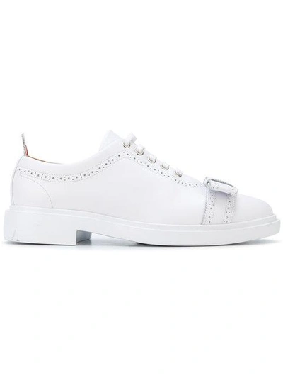 Shop Thom Browne Brogued Trainer With Bow & Lightweight Rubber Sole In Calf Leather