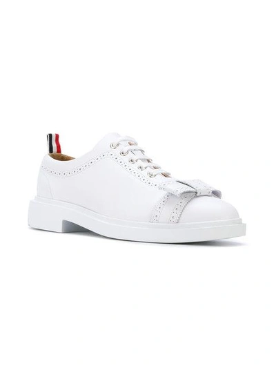 Shop Thom Browne Brogued Trainer With Bow & Lightweight Rubber Sole In Calf Leather