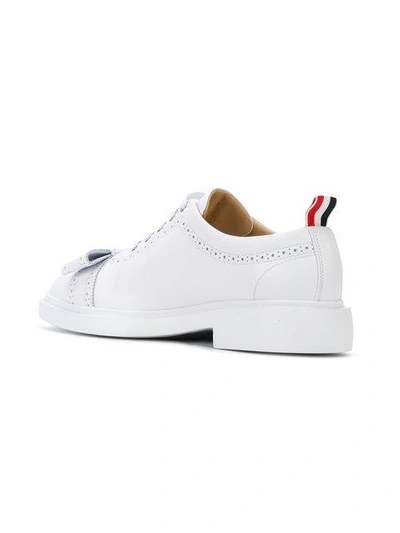 Shop Thom Browne Brogued Trainer With Bow & Lightweight Rubber Sole In Calf Leather
