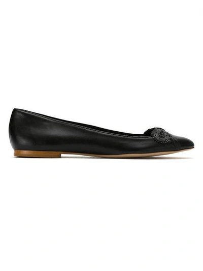 Sarah Chofakian Leather Ballerinas In Black