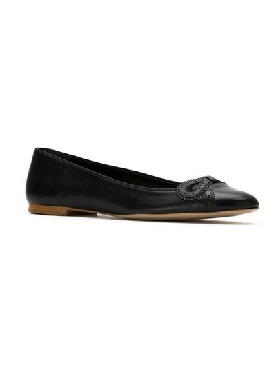 Sarah Chofakian Leather Ballerinas In Black