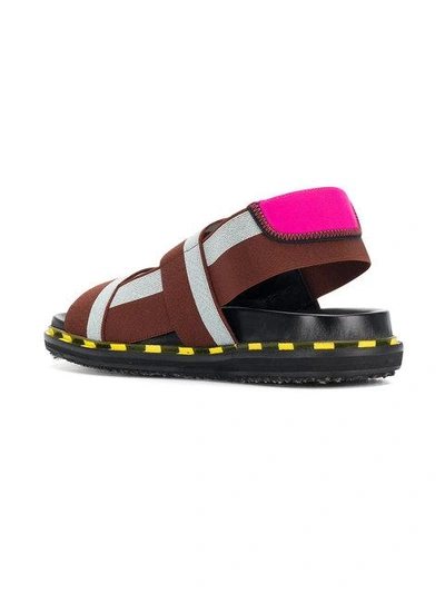 Shop Marni Double Strap Sandals In Brown