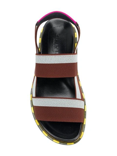 Shop Marni Double Strap Sandals In Brown