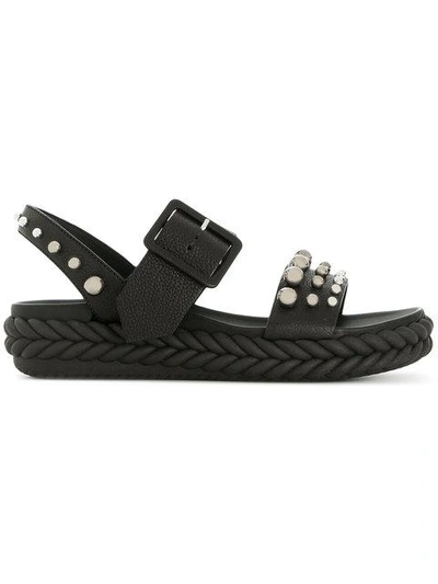 Shop Baldinini Studded Open-toe Sandals In Black