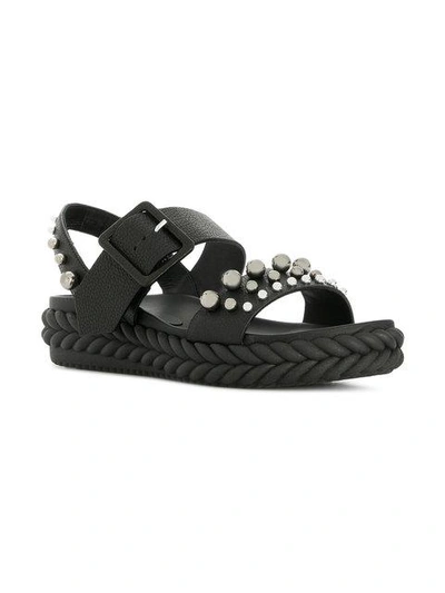 Shop Baldinini Studded Open-toe Sandals In Black