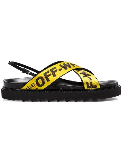 Shop Off-white Black Industrial Belt Leather Sandals