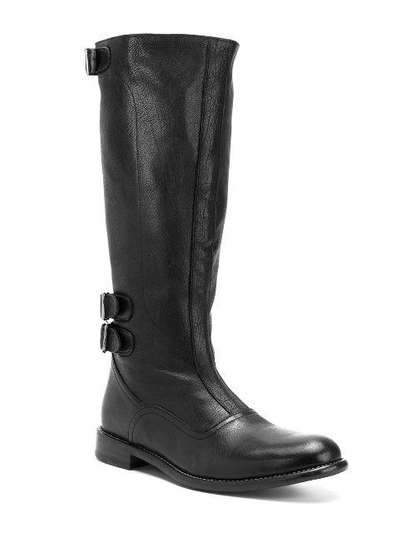 Shop Paul Smith Calf Length Buckle Boots In Black