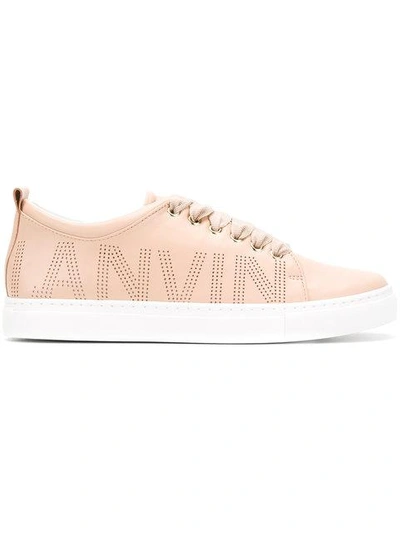 Shop Lanvin Perforated Logo Sneakers In Neutrals