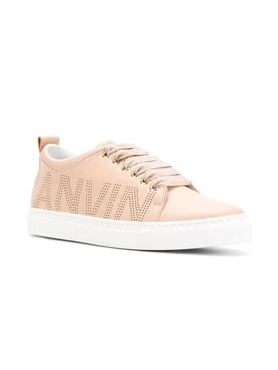 Shop Lanvin Perforated Logo Sneakers In Neutrals