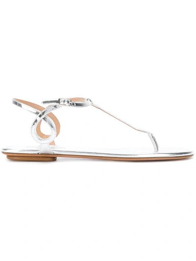 Shop Aquazzura Almost Bare Flat Sandals In Metallic