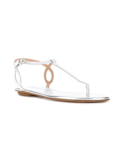 Shop Aquazzura Almost Bare Flat Sandals In Metallic