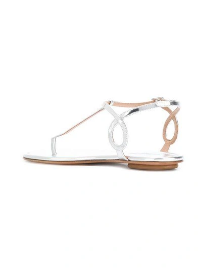 Shop Aquazzura Almost Bare Flat Sandals In Metallic