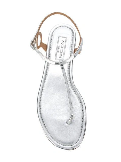 Shop Aquazzura Almost Bare Flat Sandals In Metallic
