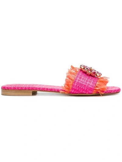 Shop Emanuela Caruso Floral Embellished Sandals In Pink