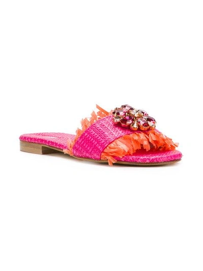 Shop Emanuela Caruso Floral Embellished Sandals In Pink