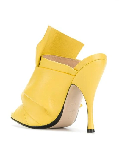 Shop N°21 Nº21 Abstract Bow Stiletto Mules - Yellow & Orange