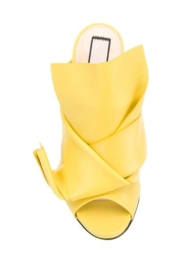 Shop N°21 Nº21 Abstract Bow Stiletto Mules - Yellow & Orange