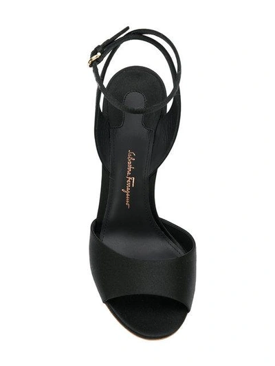 Shop Ferragamo Arsina Sculpted Heel Peep Toe Shoes In Black