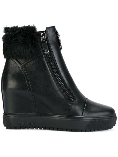 Shop Baldinini Wedge Fur Boots - Black