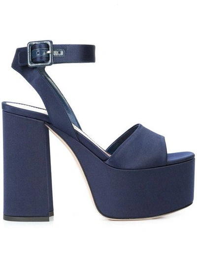 Shop Miu Miu Platform Block Heel Sandals