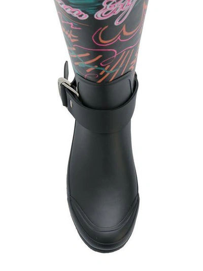 Shop Burberry Doodle Print Rain Boots - Black