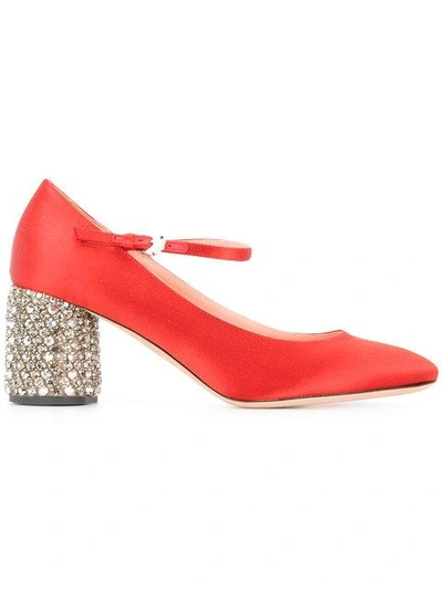 Shop Rochas Embellished Heel Pumps In Red