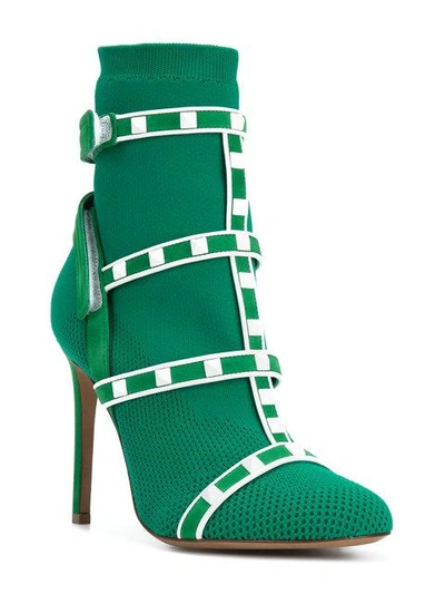 Shop Valentino Garavani Rockstud Bodytech Boots - Green