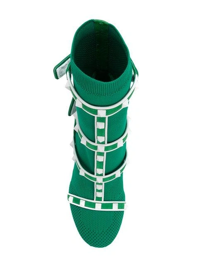 Shop Valentino Garavani Rockstud Bodytech Boots - Green