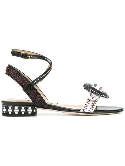 Shop Rue St Miguel Sandals In Miguel - Black White Leather