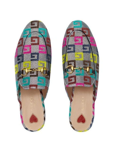 Shop Gucci Princetown Velvet G Lurex Loafers In Multicolour