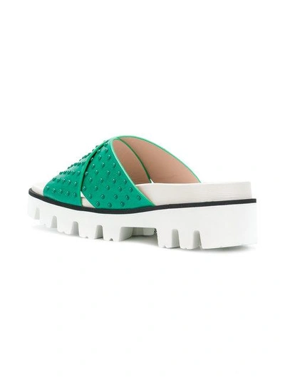 Shop Red Valentino Cross Front Slides In Green