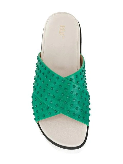 Shop Red Valentino Cross Front Slides In Green