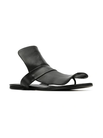 Shop Gloria Coelho Leather Flat Sandals - Black