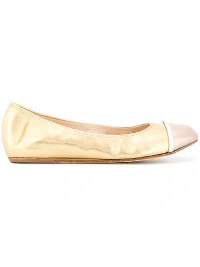 Shop Lanvin Metallic Toe-capped Ballerina Shoes