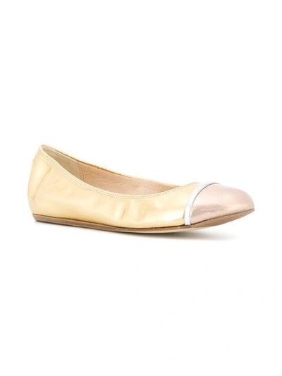Shop Lanvin Metallic Toe-capped Ballerina Shoes