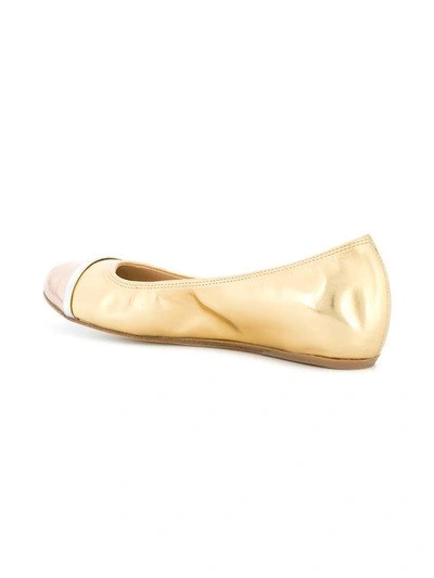 Shop Lanvin Metallic Toe-capped Ballerina Shoes