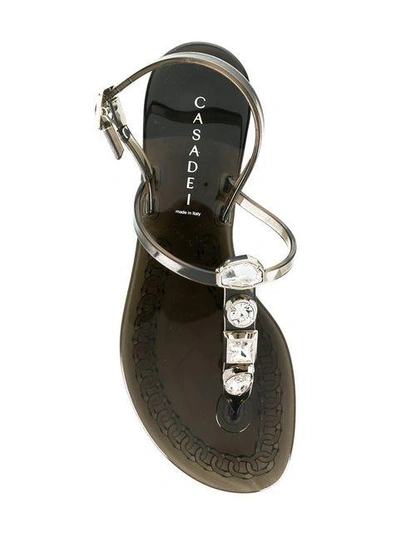 Shop Casadei Gem Embellished Sandals In Black