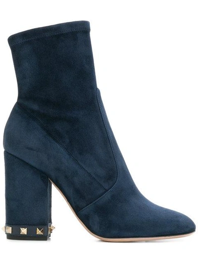 Shop Valentino Garavani Rockstud Ankle Boots - Blue