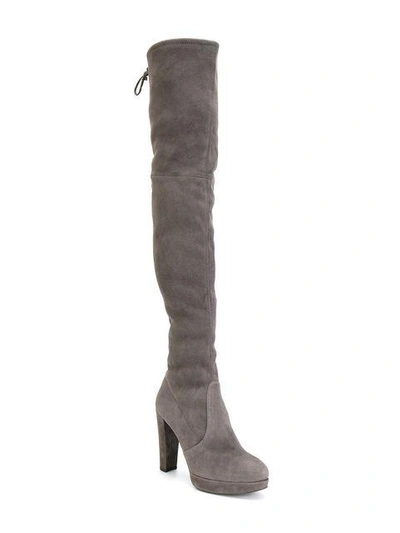 Shop Stuart Weitzman 'highland' Heeled Boots In Grey
