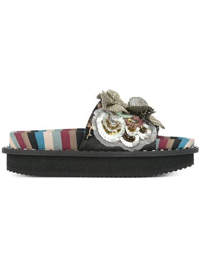 Shop Antonio Marras Floral Embellished Sandals In Multicolour