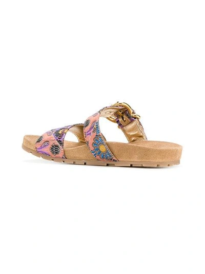 Shop Prada Floral Jacquard Sandals - Multicolour
