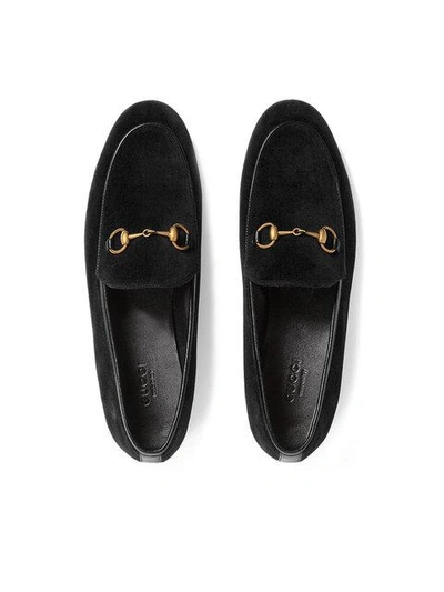 Shop Gucci Jordaan Velvet Loafer  In Black