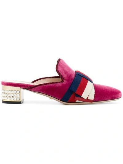 Shop Gucci Mules Mit Gg Web - Rosa In Pink & Purple