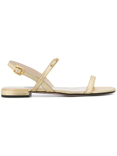 Shop Prada Open Toe Sandals - Metallic