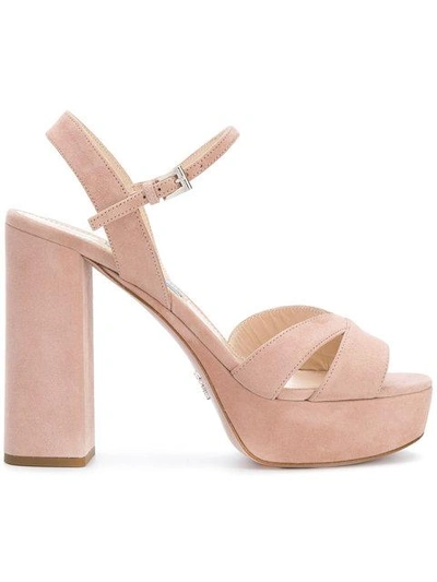 Shop Prada Suede Platform Sandals
