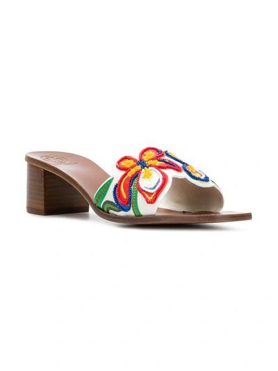 Tory Burch Bianca Floral Embellished Slide Sandal In Perfect Ivory/ Multi  Colour | ModeSens