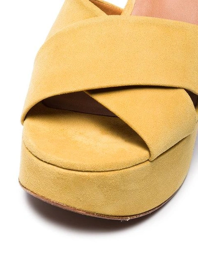 Shop Robert Clergerie Yellow Vianne 110 Suede Platform Sandals